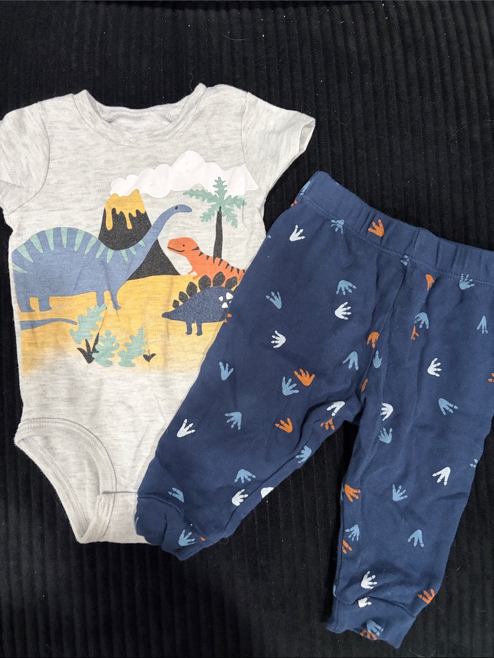 Dinosaur Two-Piece Baby Set - Gray & Navy